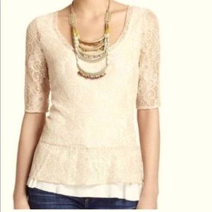 Anthropologie Deletta Lace Overlay Top